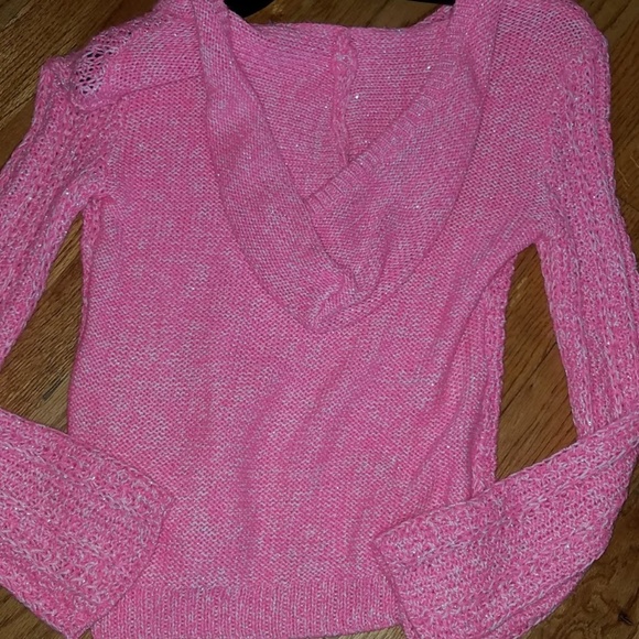 Justice pink shimmer sweater with hood size 14 - Picture 4 of 4